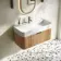 Cayman Natural Oak Wall Hung Slimline Basin Drawer Vanity 800mm - Black Accents