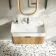 Cayman Natural Oak Wall Hung Slimline Basin Drawer Vanity 800mm - Black Accents