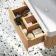 Cayman Natural Oak Wall Hung Slimline Basin Drawer Vanity 800mm - Black Accents