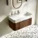 Cayman Natural Walnut Wall Hung Slimline Basin Drawer Vanity 800mm - Black Accents