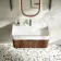 Cayman Natural Walnut Wall Hung Slimline Basin Drawer Vanity 800mm - Black Accents