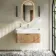 Cayman Natural Oak Wall Hung Slimline Basin Drawer Vanity 800mm - Chrome Handle