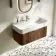 Cayman Natural Walnut Wall Hung Slimline Basin Drawer Vanity 800mm - Chrome Handle