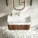 Cayman Natural Walnut Wall Hung Slimline Basin Drawer Vanity 800mm - Chrome Handle