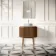 Positano Natural Walnut Curved Vanity Unit with Matt White Stone Top 800mm - Basin Not Included
