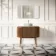 Positano Natural Walnut Curved Vanity Unit with Matt White Stone Top 1000mm - Basin Not Included
