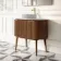Positano Natural Walnut Curved Vanity Unit with Matt White Stone Top 1000mm - Basin Not Included