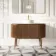 Positano Natural Walnut Curved Vanity Unit with Matt White Stone Top 1200mm - Basin Not Included