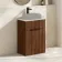 Havana Fluted Black Walnut Cabinet with Marble Top 600mm (Excludes Counter Top Basin) - Black Accents