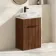 Havana Fluted Black Walnut Cabinet with Marble Top & Marin Basin 600mm - Black Accents