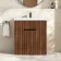 Havana Fluted Black Walnut Basin Vanity 800mm - Black Accents