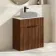 Havana Fluted Black Walnut Cabinet with Marble Top 800mm (Excludes Counter Top Basin) - Black Accents
