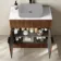 Havana Fluted Black Walnut Cabinet with Marble Top 800mm (Excludes Counter Top Basin) - Black Accents