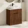 Havana Fluted Black Walnut Cabinet with Marble Top & Marin Basin 800mm - Black Accents
