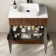 Havana Fluted Black Walnut Cabinet with Marble Top & Marin Basin 800mm - Black Accents
