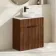Havana Fluted Black Walnut Cabinet with Marble Top & Nevis Basin 800mm - Black Accents
