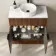 Havana Fluted Black Walnut Cabinet with Marble Top & Nevis Basin 800mm - Black Accents