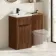 Havana Fluted Black Walnut Basin Vanity and Back To Wall Toilet Unit 1000mm (Excludes Toilet) - Black Accents