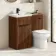 Havana Fluted Black Walnut Combination Vanity Basin and Miami Toilet 1000mm - Black Accents