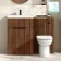 Havana Fluted Black Walnut Combination Vanity Basin and Aruba Toilet 1100mm - Black Accents