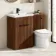 Havana Fluted Black Walnut Combination Vanity Basin and Aruba Toilet 1100mm - Black Accents