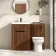 Havana Fluted Black Walnut Combination Vanity Basin and Miami Toilet 1100mm - Black Accents