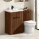 Havana Fluted Black Walnut Combination Vanity Basin and Miami Toilet 1100mm - Black Accents
