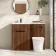 Havana Fluted Black Walnut Combination Vanity Basin and Tucson Toilet 1100mm - Black Accents - Left Handed