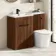 Havana Fluted Black Walnut Combination Vanity Basin and Tucson Toilet 1100mm - Black Accents - Left Handed