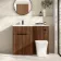 Havana Fluted Black Walnut Combination Vanity Basin and Houston Toilet 1100mm - Black Accents - Left Handed