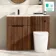 Havana Fluted Black Walnut Combination Vanity Basin and Utah Comfort Height Toilet 1100mm - Black Accents - Left Handed