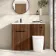 Havana Fluted Black Walnut Combination Vanity Basin and Utah Comfort Height Toilet 1100mm - Black Accents - Left Handed