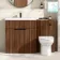 Havana Fluted Black Walnut Combination Vanity Basin and Miami Toilet 1300mm - Black Accents