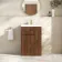 Havana Fluted Black Walnut Basin Vanity 600mm - Brushed Brass Accents