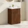 Havana Fluted Black Walnut Basin Vanity 600mm - Brushed Brass Accents