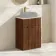 Havana Fluted Black Walnut Cabinet with Marble Top 600mm (Excludes Counter Top Basin) - Brushed Brass Accents