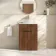 Havana Fluted Black Walnut Cabinet with Marble Top & Nevis Basin 600mm - Brushed Brass Accents
