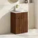 Havana Fluted Black Walnut Cabinet with Marble Top & Nevis Basin 600mm - Brushed Brass Accents