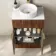 Havana Fluted Black Walnut Cabinet with Marble Top & Nevis Basin 600mm - Brushed Brass Accents