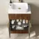 Havana Fluted Black Walnut Cabinet with Marble Top & Reno Basin 600mm - Brushed Brass Accents