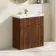 Havana Fluted Black Walnut Basin Vanity 800mm - Brushed Brass Accents