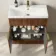 Havana Fluted Black Walnut Basin Vanity 800mm - Brushed Brass Accents