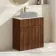 Havana Fluted Black Walnut Cabinet with Marble Top 800mm (Excludes Counter Top Basin) - Brushed Brass Accents