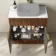 Havana Fluted Black Walnut Cabinet with Marble Top 800mm (Excludes Counter Top Basin) - Brushed Brass Accents