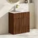 Havana Fluted Black Walnut Cabinet with Marble Top & Nevis Basin 800mm - Brushed Brass Accents