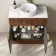 Havana Fluted Black Walnut Cabinet with Marble Top & Nevis Basin 800mm - Brushed Brass Accents