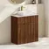 Havana Fluted Black Walnut Cabinet with Marble Top & Reno Basin 800mm - Brushed Brass Accents
