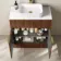 Havana Fluted Black Walnut Cabinet with Marble Top & Reno Basin 800mm - Brushed Brass Accents