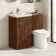 Havana Fluted Black Walnut Combination Vanity Basin and Aruba Toilet 1000mm - Brushed Brass Accents