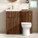 Havana Fluted Black Walnut Combination Vanity Basin and Miami Toilet 1000mm - Brushed Brass Accents